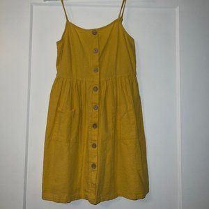 Button Yellow Cami Dress